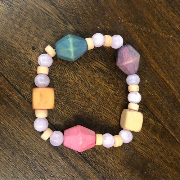 Chunky wooden beaded bracelet multicolor - Picture 1 of 1